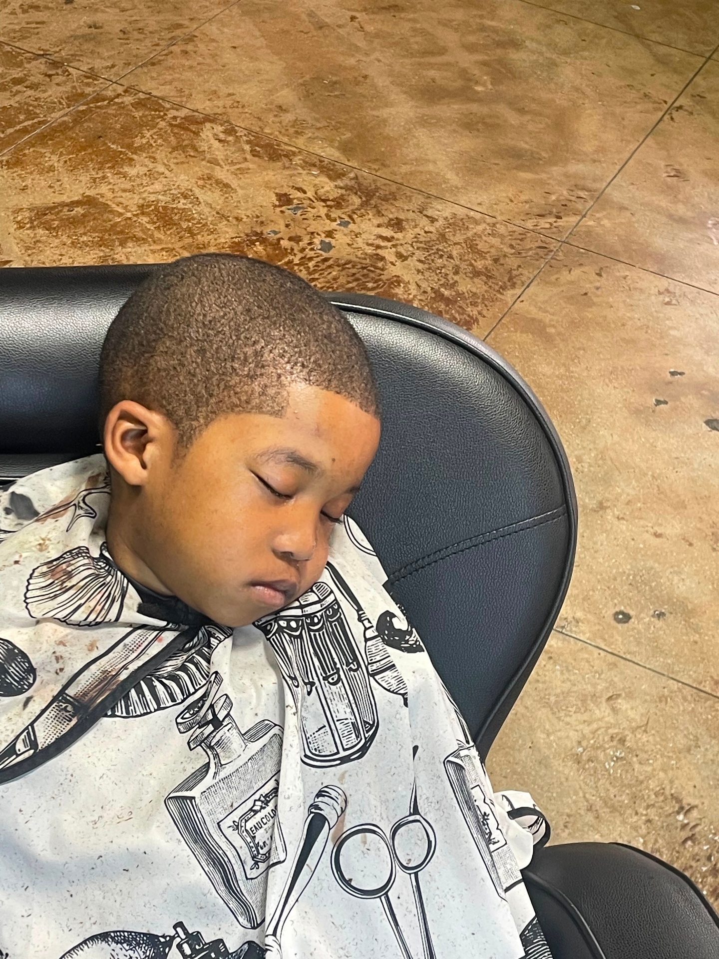 Brushcut with a sharp lined-up hairline